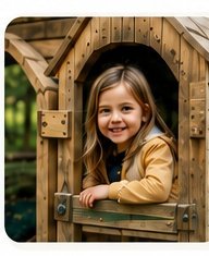 Child enjoying an outdoor play structure